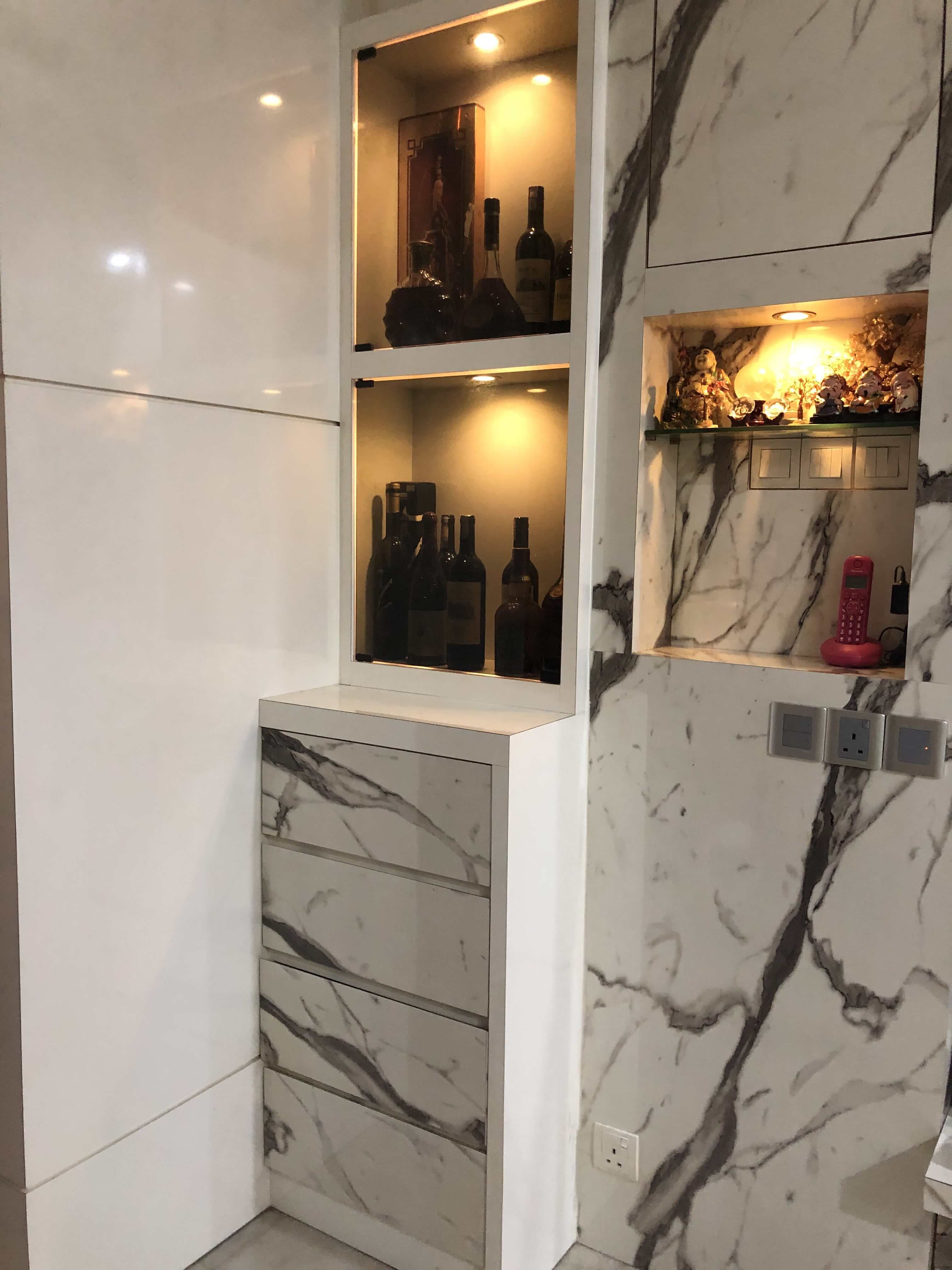 Marble style cabinet - Interior Design by Fatt Interior