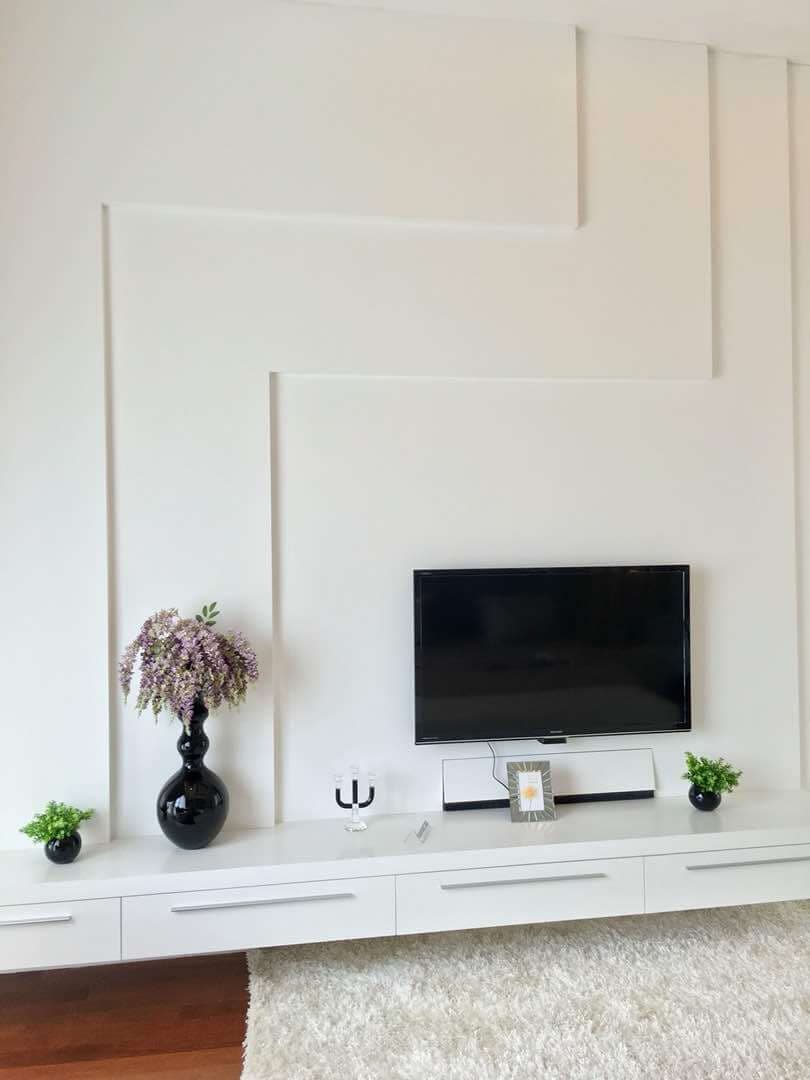 Minimalist TV console - Interior Design by Fatt Interior
